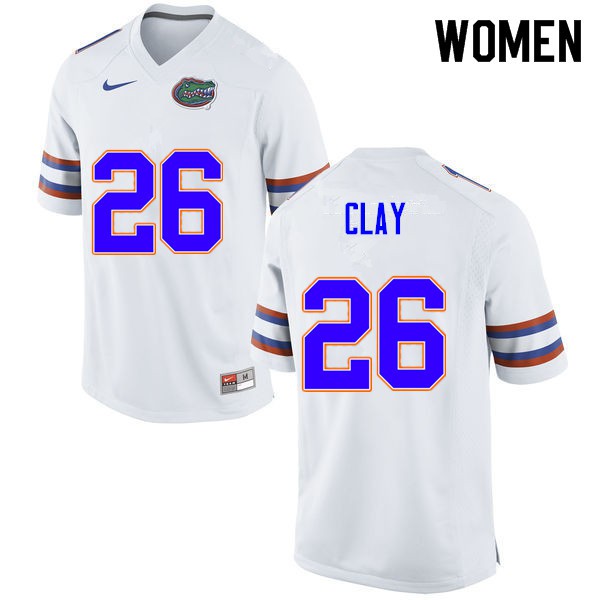 Women #26 Robert Clay Florida Gators College Football Jerseys White